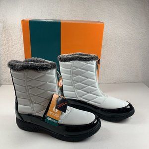 Sporto Esther Waterproof Winter Bootie Women‎ Size 9W White/Black Faux Fur S0322